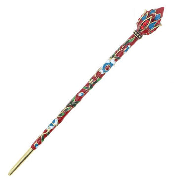 Cloisonne Enamel Hair Stick Lotus Bud with Rhinestones